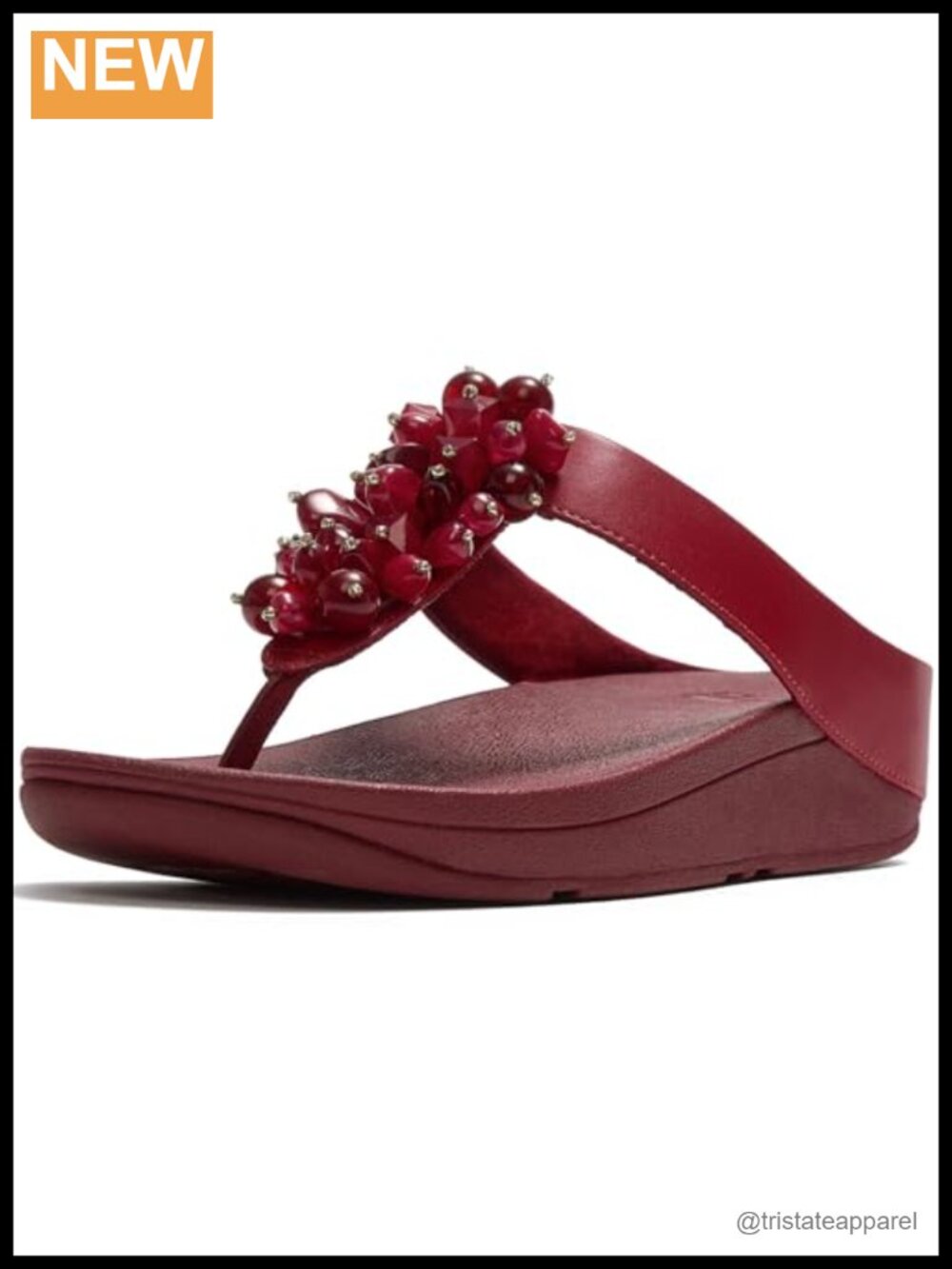 Beaded Toe-Post Sandals Leather Microwobbleboard Slip-On Dress